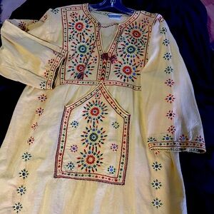 Embroidered Yellow Tunic Dress from Pakistan